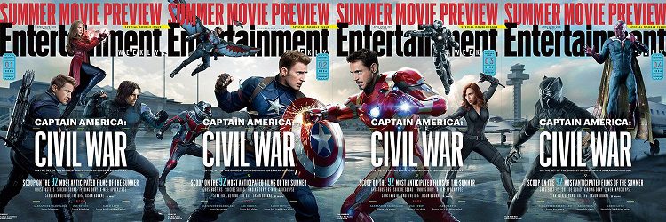 Captain America: Civil War – Team Cap contro Team Iron Man sulla copertina di Entertainment Weekly